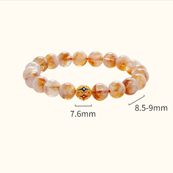 Bracciale di protezione con perline a forma di fiore in argento sterling 999 con citrino naturale Buddha Stones - image 4