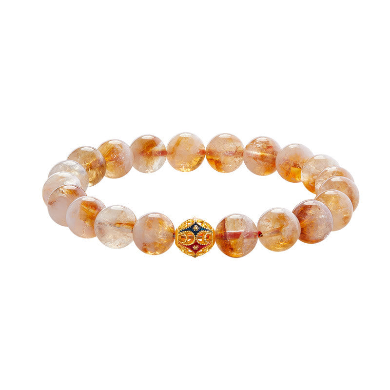 Bracciale di protezione con perline a forma di fiore in argento sterling 999 con citrino naturale Buddha Stones - image 10