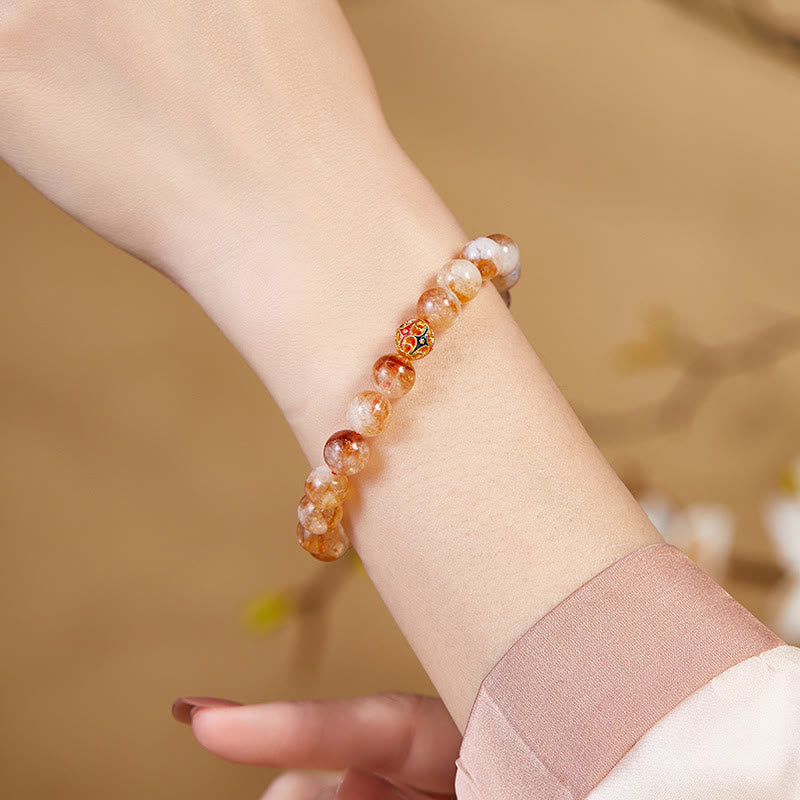 Bracciale di protezione con perline a forma di fiore in argento sterling 999 con citrino naturale Buddha Stones - image 8