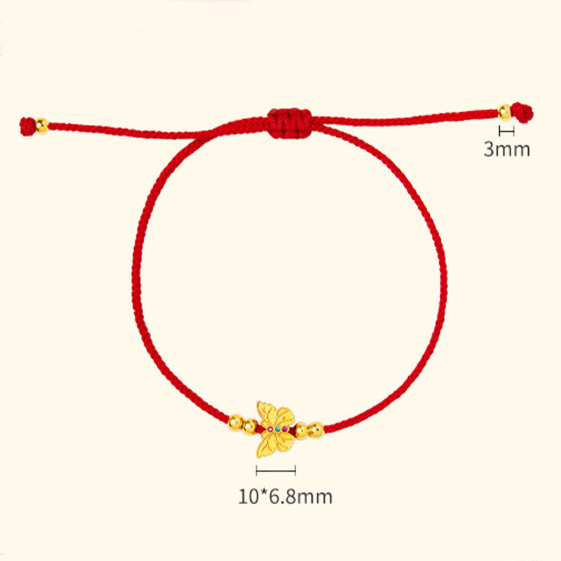 Bracciale Buddha Stones in argento sterling 999 con corda rossa a forma di farfalla - image 10