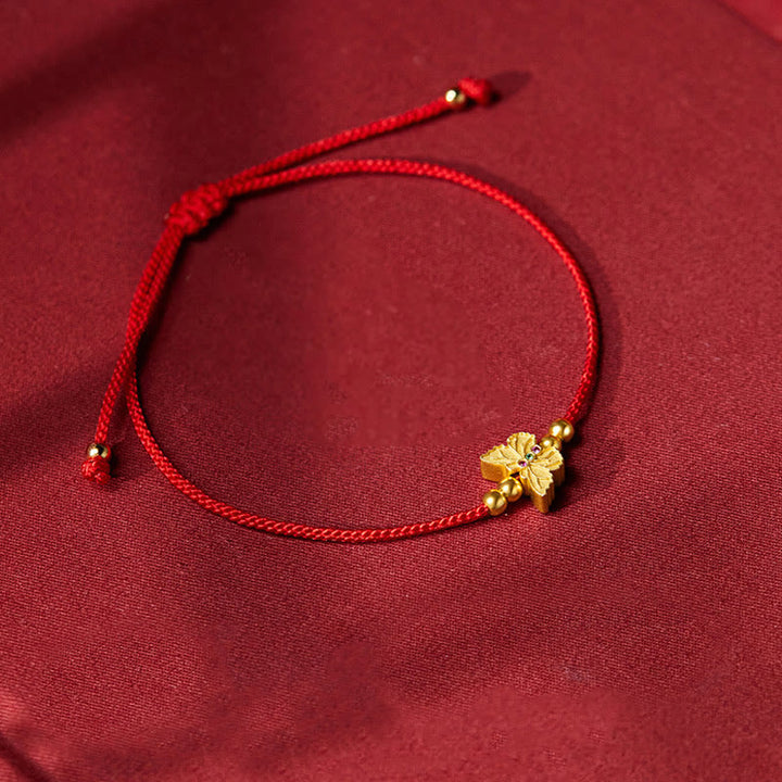 Bracciale Buddha Stones in argento sterling 999 con corda rossa a forma di farfalla - image 2