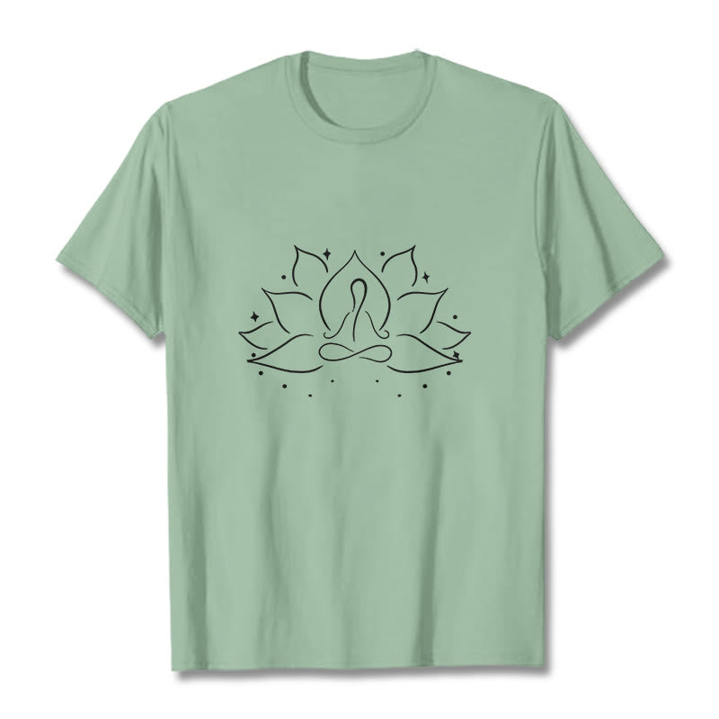 Maglietta con disegno Buddha Stones Lotus Flower Meditative Yoga Position - Verde pallido - 2XL - image 14
