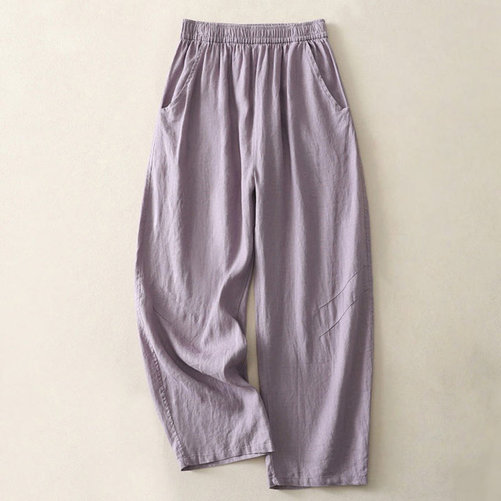 Pantaloni da donna a gamba larga con tasche, tinta unita, con elastico in vita e stampa Buddha Stones Summer Daily. - Viola medio - US8-10, UK/AU12-14, EU40-42 (2XL) - image 4
