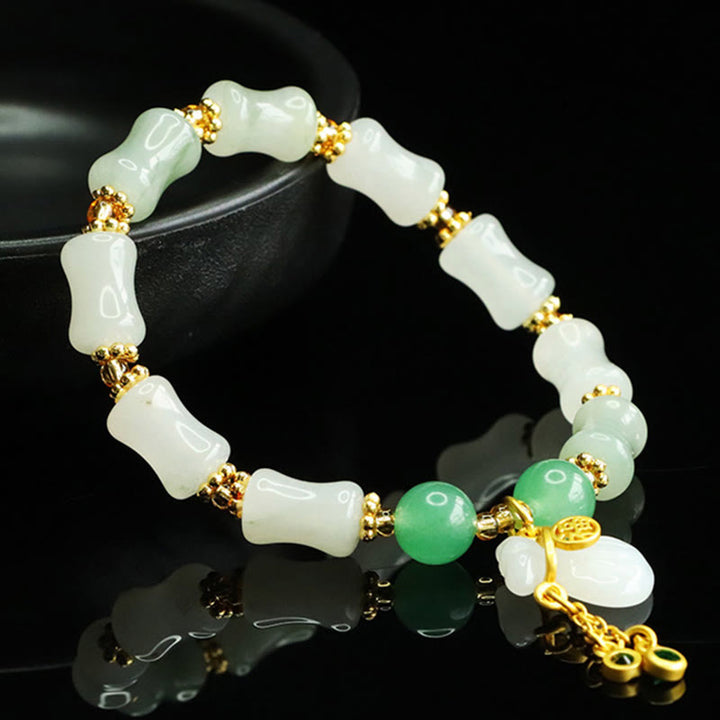 Bracciale della prosperità con motivo a sacchetto di denaro con carattere Fu in giada naturale Tianshan Buddha Stones