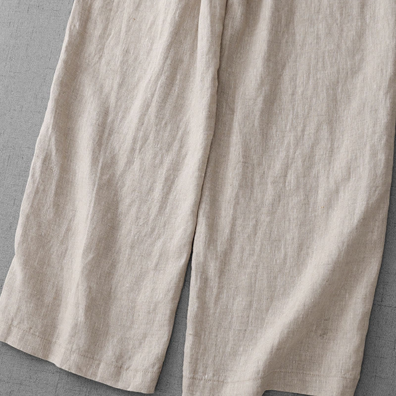 Pantaloni larghi in cotone da donna con tasche, modello Buddha Stones, casual, a vita alta, con coulisse e volant - image 7