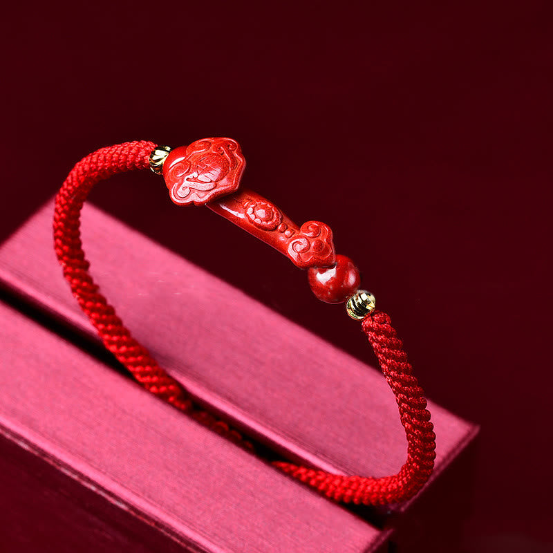 Bracciale intrecciato con Buddha Stones, Pixiu, cinabro, bastoncino Ruyi, ricchezza e fortuna - image 8