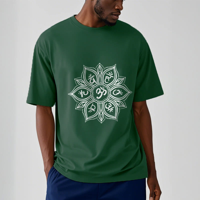 T-shirt Buddha Stones Mandala Flower Om Mani Padme Hum Mantra Tee - image 1