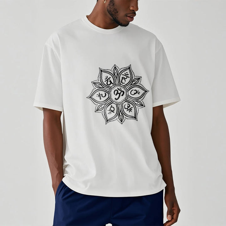 T-shirt Buddha Stones Mandala Flower Om Mani Padme Hum Mantra Tee - image 8
