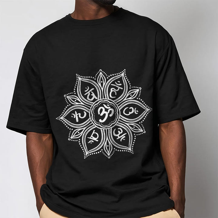 T-shirt Buddha Stones Mandala Flower Om Mani Padme Hum Mantra Tee - image 4