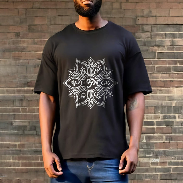 T-shirt Buddha Stones Mandala Flower Om Mani Padme Hum Mantra Tee - image 5