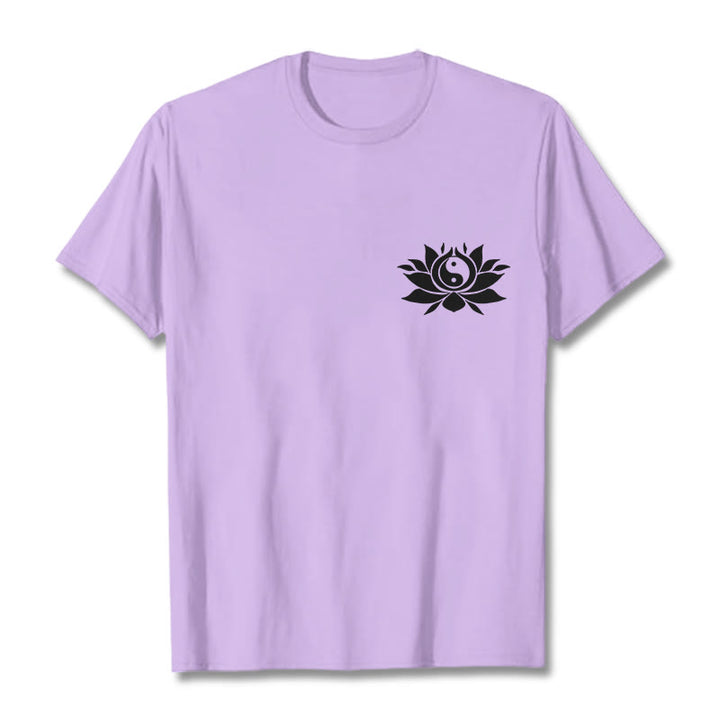 Maglietta con motivo a fiori di loto con Buddha Stones Yin Yang - Prugna - 2XL - image 18