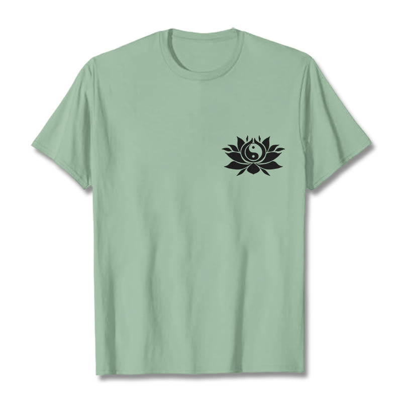 Maglietta con motivo a fiori di loto con Buddha Stones Yin Yang - Verde pallido - 2XL - image 14