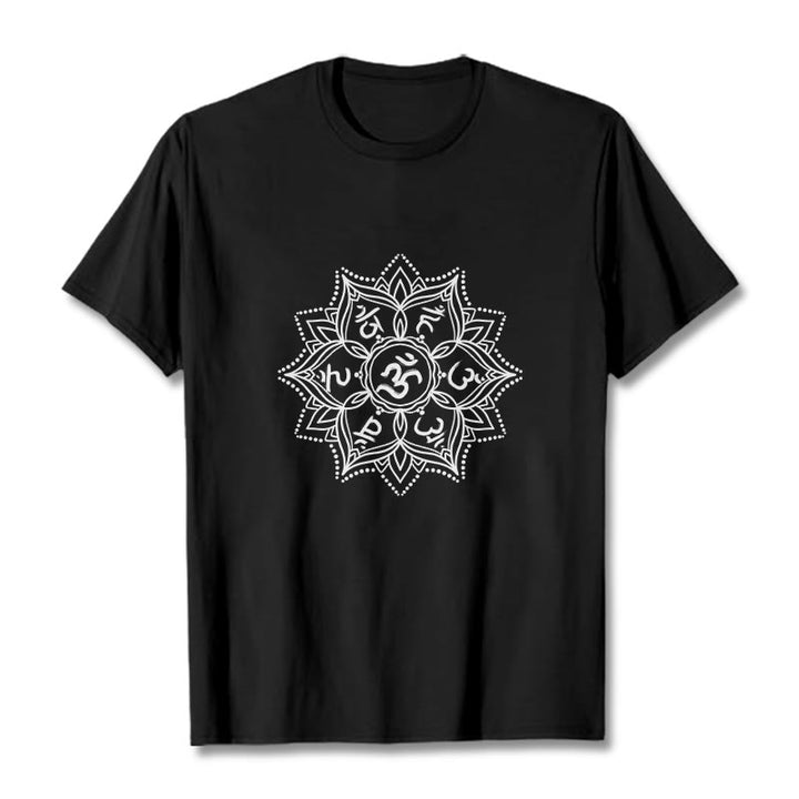 T-shirt con Buddha Stones Mandala Flower Om Mani Padme Hum Sanscrito Mantra - Nero - 2XL - image 6