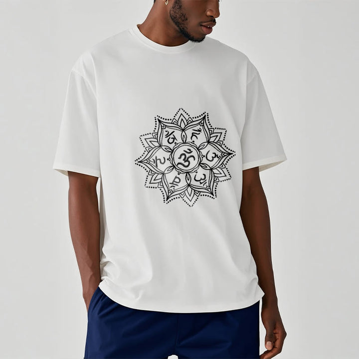 T-shirt con Buddha Stones Mandala Flower Om Mani Padme Hum Sanscrito Mantra - image 1