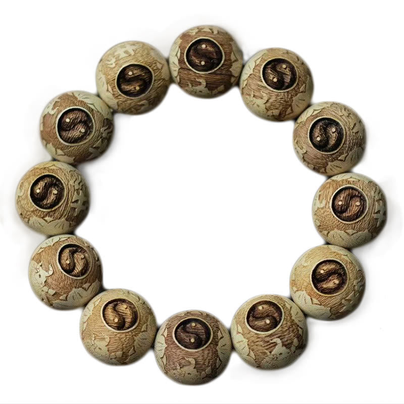 Braccialetto di chiarezza inciso con Buddha Stones, legno di canfora, Yin Yang e bue - image 11