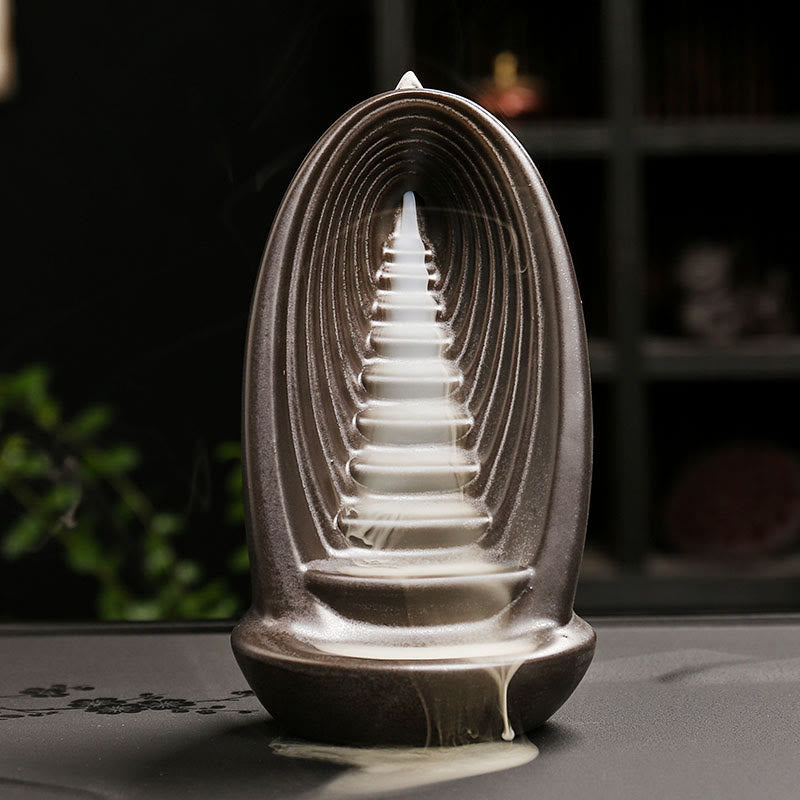 Buddha Stones, scale, montagne, acqua, mano di Buddha, ceramica, fontana di fumo a riflusso, bruciatore di incenso per meditazione, decorazione - Scale 9,7*8,1*16,8 cm - image 0