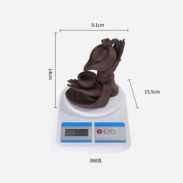 Buddha Stones, mano di Buddha che tiene teiera, tazza, fontana di fumo a riflusso in ceramica, bruciatore di incenso curativo, decorazione - image 20