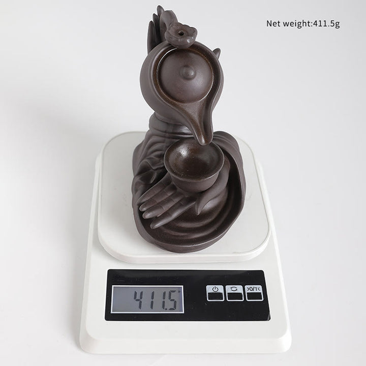 Buddha Stones, mano di Buddha che tiene teiera, tazza, fontana di fumo a riflusso in ceramica, bruciatore di incenso curativo, decorazione - image 10