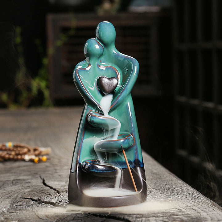 Bruciatore di incenso curativo in ceramica con fontana di fumo a riflusso, decorazione per coppia di amanti , Buddha Stones. - 7,3*7,4*17,4 cm - image 0