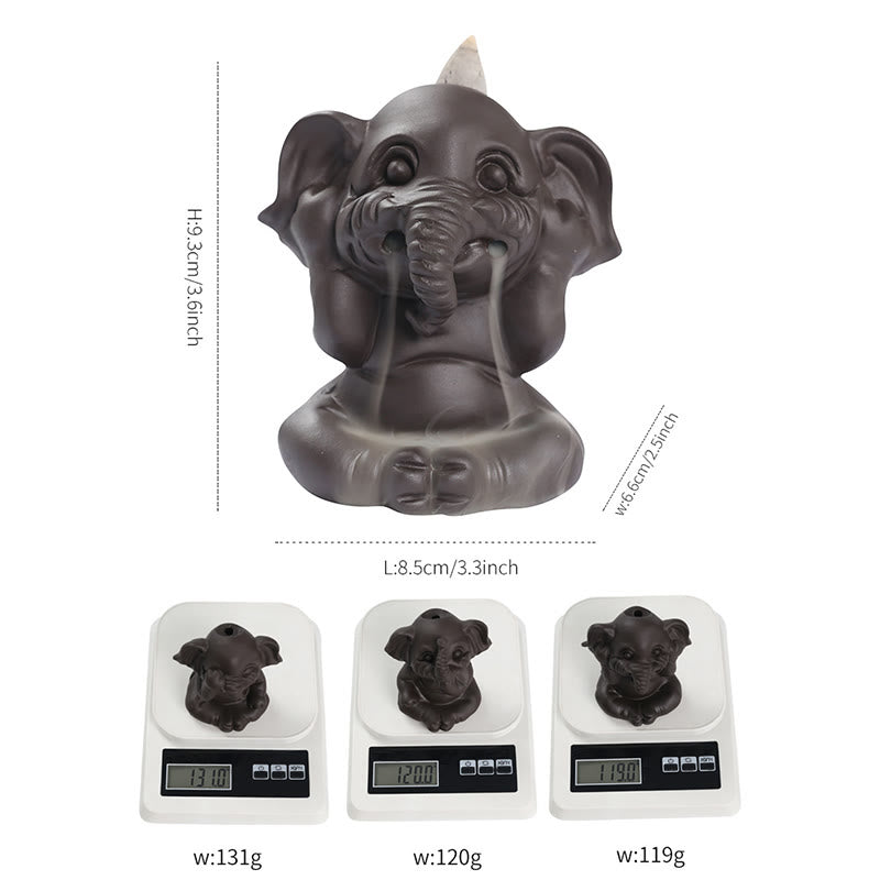 Buddha Stones, elefante carino, argilla viola, fontana di fumo a riflusso, bruciatore di incenso curativo per la pace, decorazione - image 4