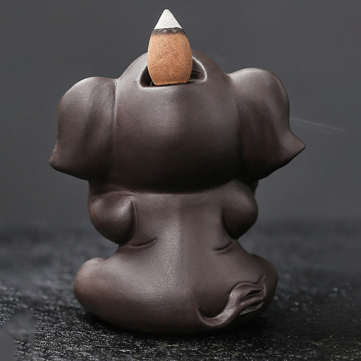 Buddha Stones, elefante carino, argilla viola, fontana di fumo a riflusso, bruciatore di incenso curativo per la pace, decorazione - image 18
