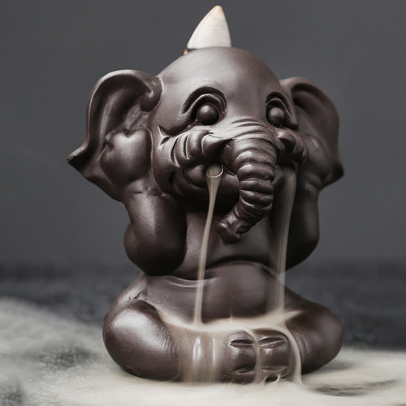 Buddha Stones, elefante carino, argilla viola, fontana di fumo a riflusso, bruciatore di incenso curativo per la pace, decorazione - image 16