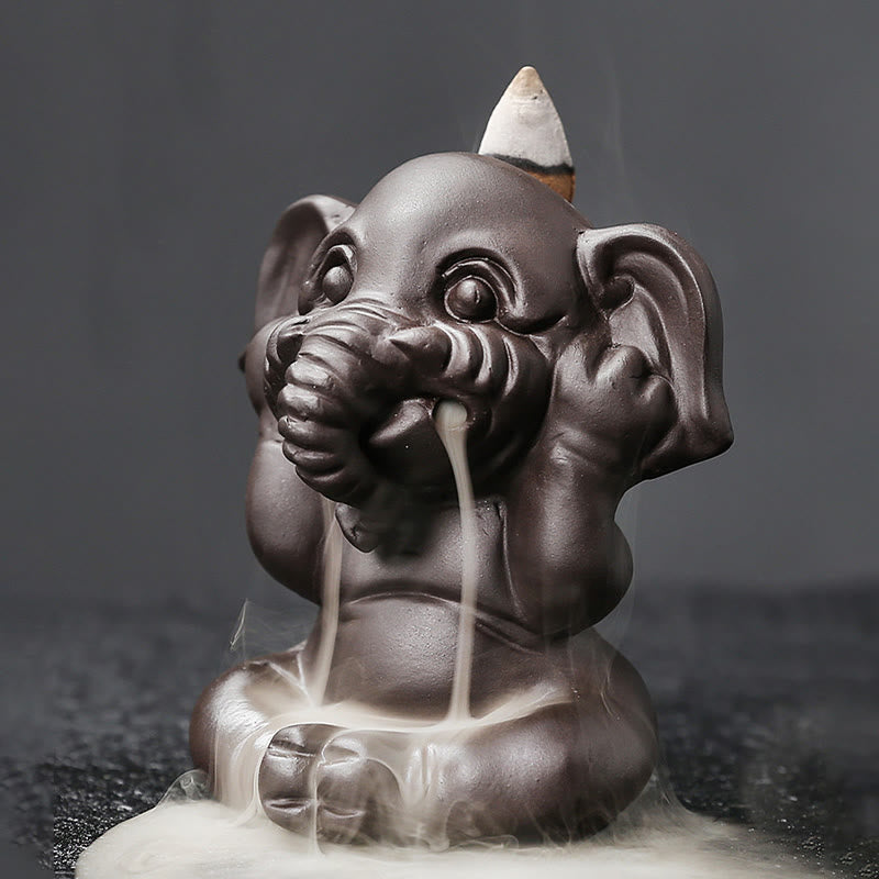 Buddha Stones, elefante carino, argilla viola, fontana di fumo a riflusso, bruciatore di incenso curativo per la pace, decorazione - image 17