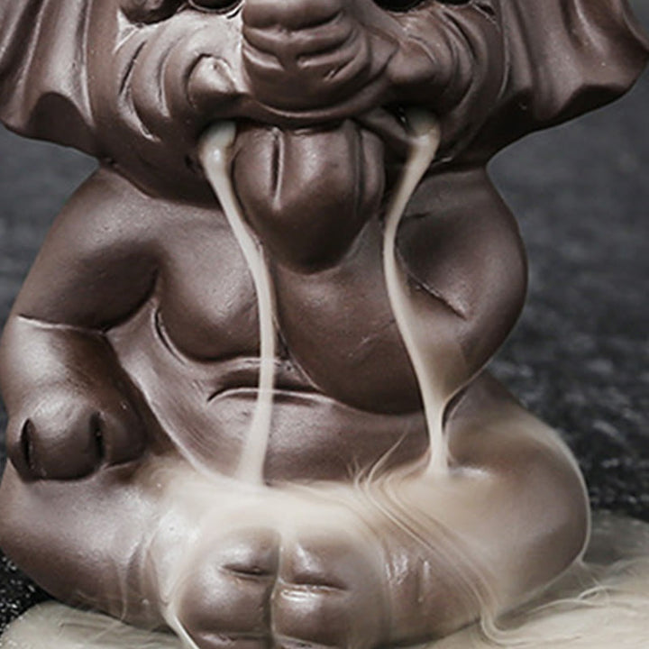 Buddha Stones, elefante carino, argilla viola, fontana di fumo a riflusso, bruciatore di incenso curativo per la pace, decorazione - image 32