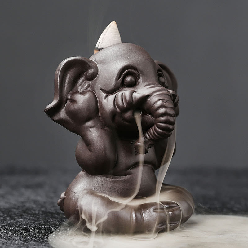 Buddha Stones, elefante carino, argilla viola, fontana di fumo a riflusso, bruciatore di incenso curativo per la pace, decorazione - image 19