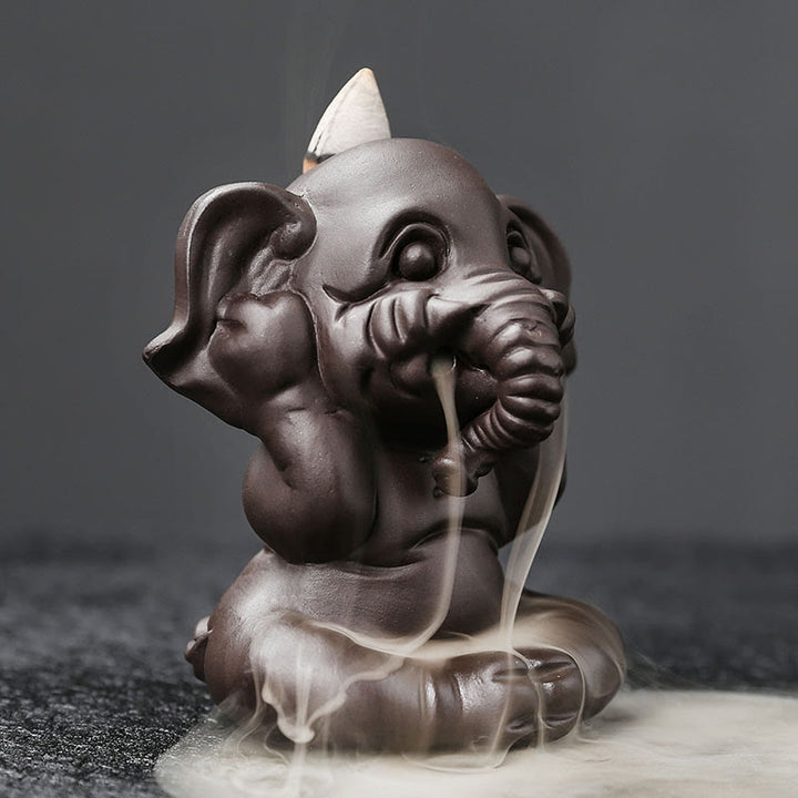 Buddha Stones, elefante carino, argilla viola, fontana di fumo a riflusso, bruciatore di incenso curativo per la pace, decorazione - image 19