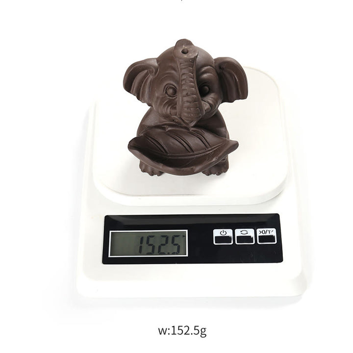 Buddha Stones, piccolo elefante che tiene una foglia, argilla viola, fontana di fumo a riflusso, bruciatore di incenso curativo, decorazione - image 16