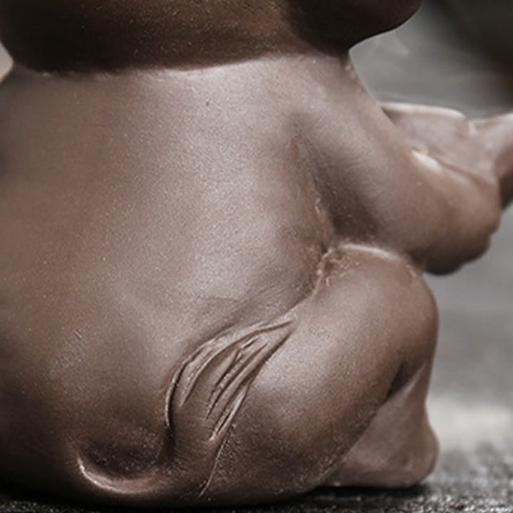 Buddha Stones, piccolo elefante che tiene una foglia, argilla viola, fontana di fumo a riflusso, bruciatore di incenso curativo, decorazione - image 13