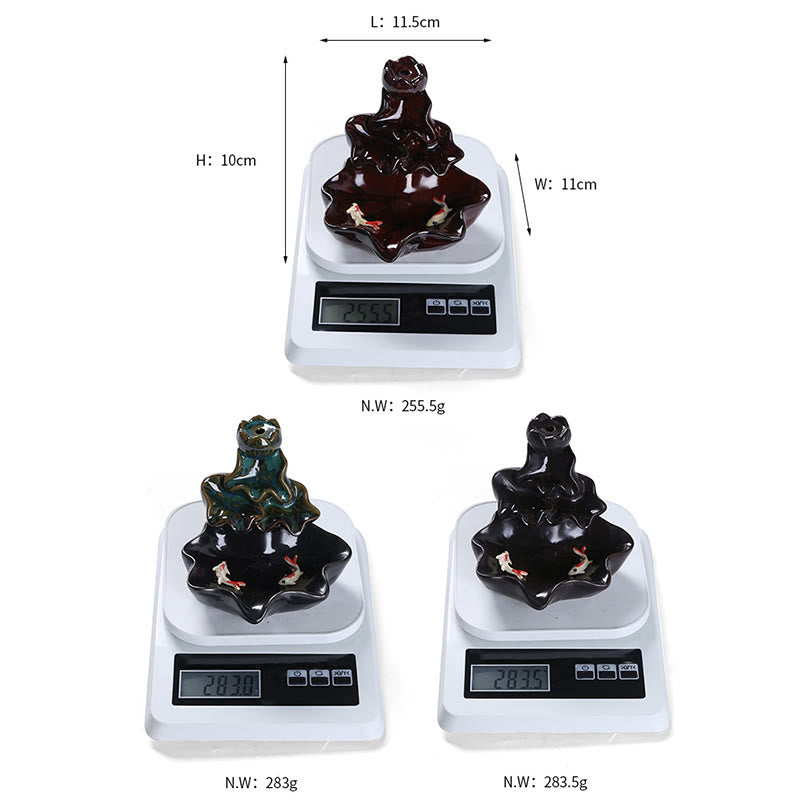 Buddha Stones, foglia di loto, pesce koi, fontana di fumo a riflusso in ceramica, bruciatore di incenso per la pace, decorazione - image 18