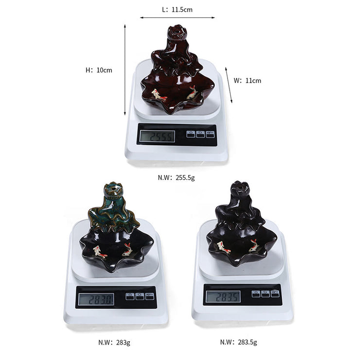 Buddha Stones, foglia di loto, pesce koi, fontana di fumo a riflusso in ceramica, bruciatore di incenso per la pace, decorazione - image 18
