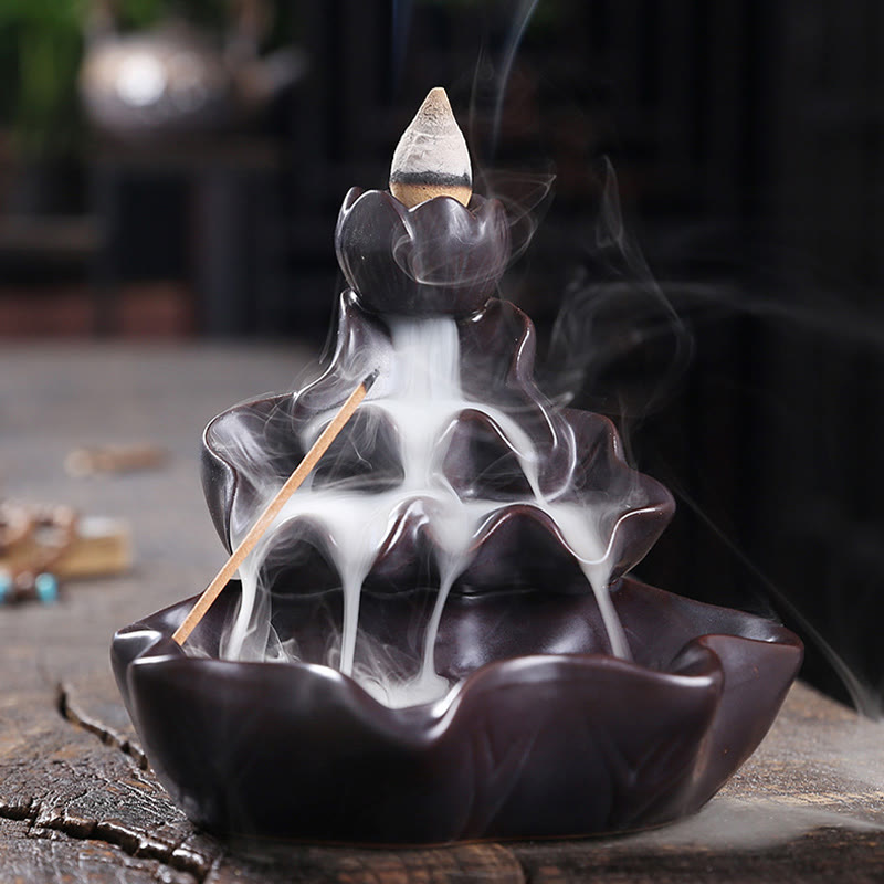 Buddha Stones, foglia di loto, pesce koi, fontana di fumo a riflusso in ceramica, bruciatore di incenso per la pace, decorazione - image 12
