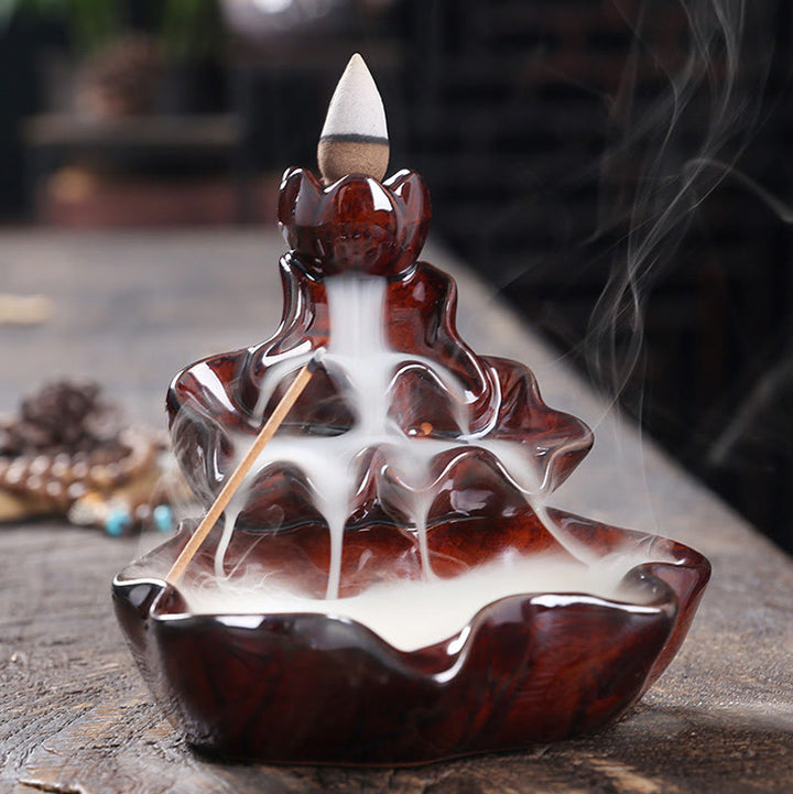 Buddha Stones, foglia di loto, pesce koi, fontana di fumo a riflusso in ceramica, bruciatore di incenso per la pace, decorazione - image 16