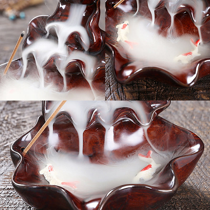 Buddha Stones, foglia di loto, pesce koi, fontana di fumo a riflusso in ceramica, bruciatore di incenso per la pace, decorazione - image 17