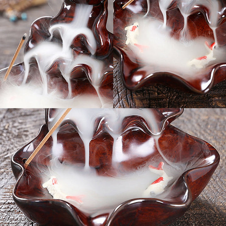 Buddha Stones, foglia di loto, pesce koi, fontana di fumo a riflusso in ceramica, bruciatore di incenso per la pace, decorazione - image 17
