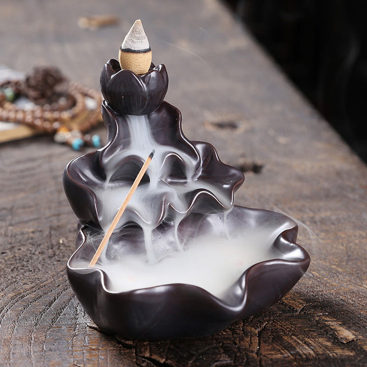 Buddha Stones, foglia di loto, pesce koi, fontana di fumo a riflusso in ceramica, bruciatore di incenso per la pace, decorazione - image 13