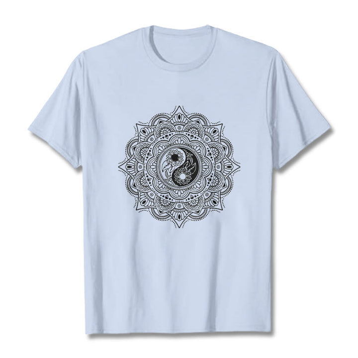 Maglietta con motivo a Buddha Stones e mandala con simbolo Yin-Yang - Ciano chiaro - 2XL - image 18