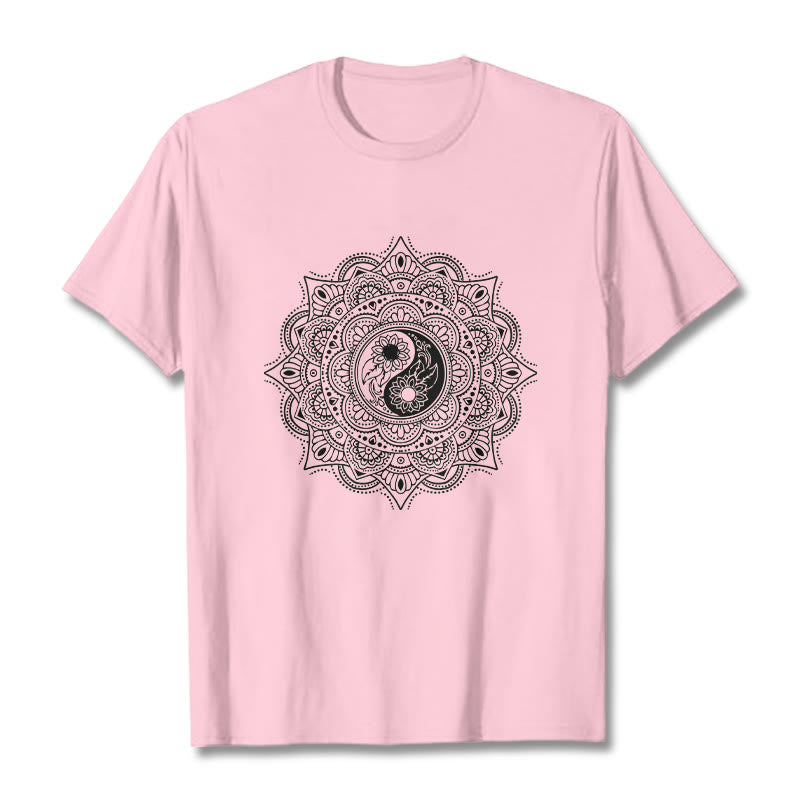 Maglietta con motivo a Buddha Stones e mandala con simbolo Yin-Yang - Rosa chiaro - 2XL - image 12