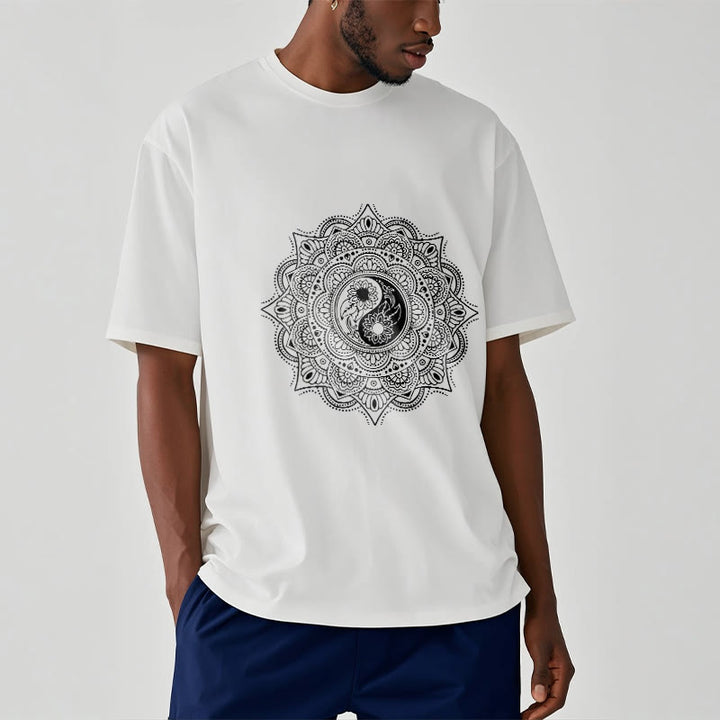 Maglietta con motivo a Buddha Stones e mandala con simbolo Yin-Yang - image 8