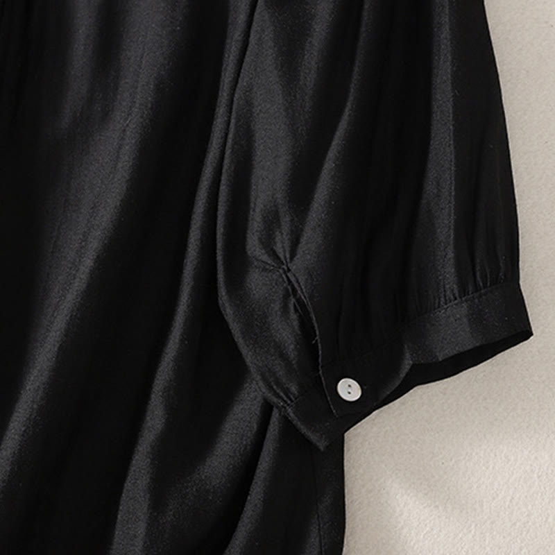 T-shirt da donna a maniche corte con scollo a V e ricamo a motivo Buddha Stones. - image 13