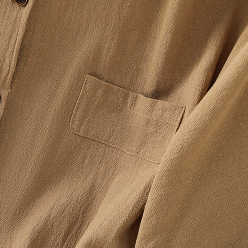 Camicia da donna in cotone e lino con maniche corte, casual, semplice, con bottoni e tasca , Buddha Stones - image 30
