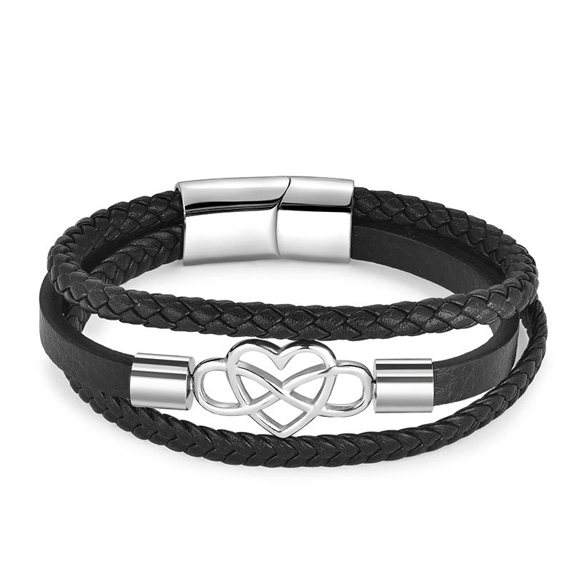 Buddha Stones Bracciale con fibbia rinforzata in acciaio e titanio in pelle geometrica - image 4