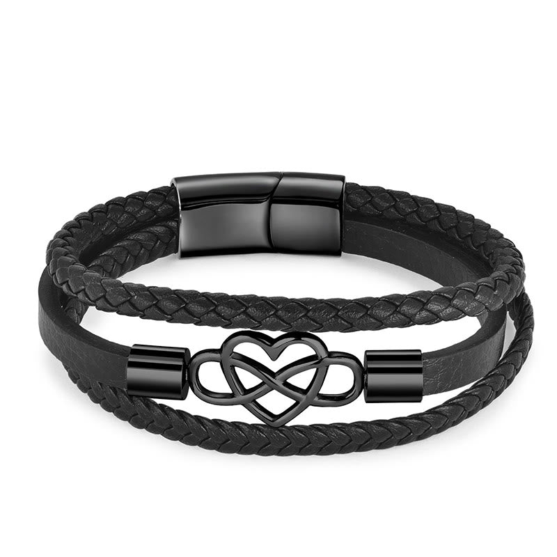 Buddha Stones Bracciale con fibbia rinforzata in acciaio e titanio in pelle geometrica - Multistrato Nero (Circonferenza del polso 19 cm) - image 7