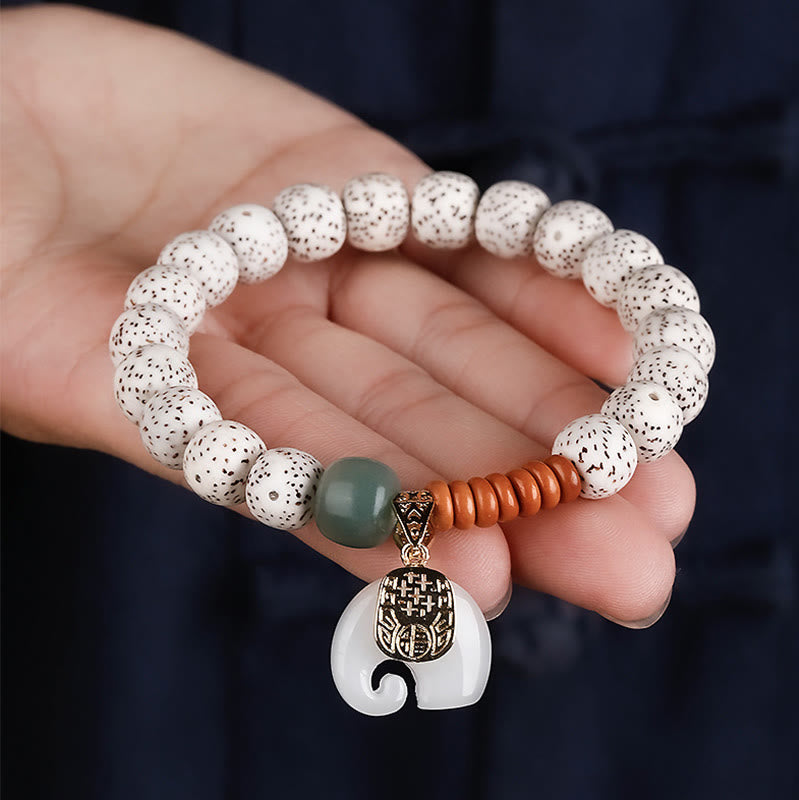 Buddha Stones Braccialetto per la pace interiore con motivo a elefante, stella e luna, lucidato a mano - image 8