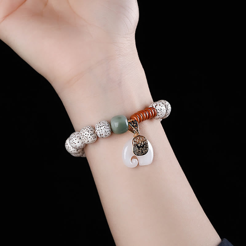 Buddha Stones Braccialetto per la pace interiore con motivo a elefante, stella e luna, lucidato a mano - image 4