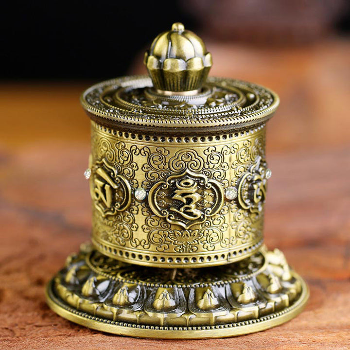 Buddha Stones Ruota di preghiera di benedizione tibetana Decorazione per auto - Bronzo - image 0