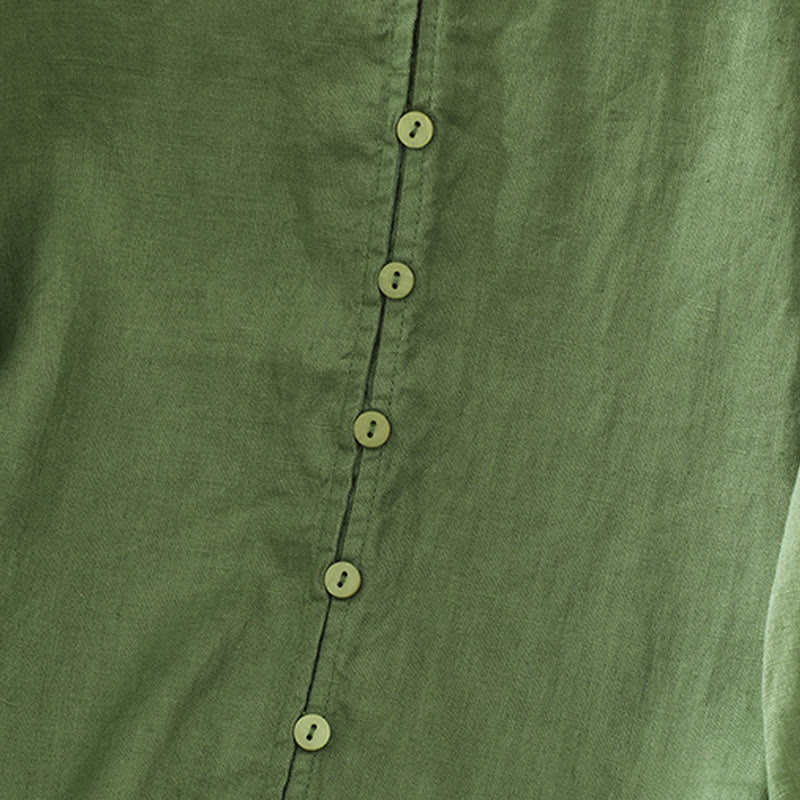 Camicia da donna a maniche corte con scollo a V e bottoni a tinta unita con motivo Buddha Stones. - image 18